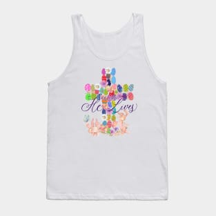 Because He Lives Easter Egg Bunny Cross Designs Tank Top